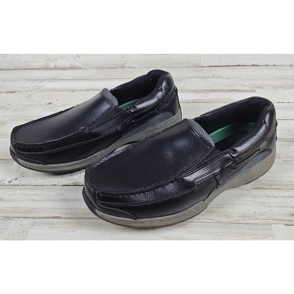 DR. SCHOLL'S Mns Sz 10 3E Black Leather Slip On Comfort Loafer/Boat Shoes 42J-01